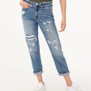 Aeropostale Boyfriend Distressed Straight Patched Denim Jeans